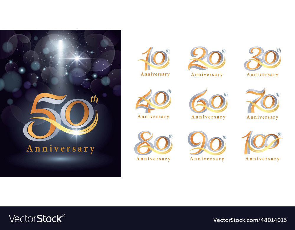 Set of anniversary logotype design elegant Vector Image