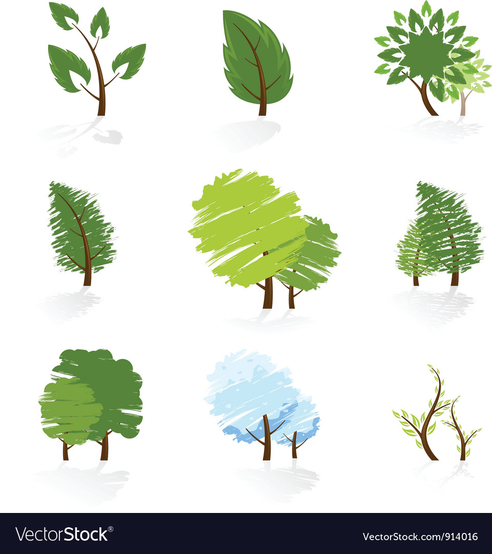 Tree symbols set Royalty Free Vector Image - VectorStock