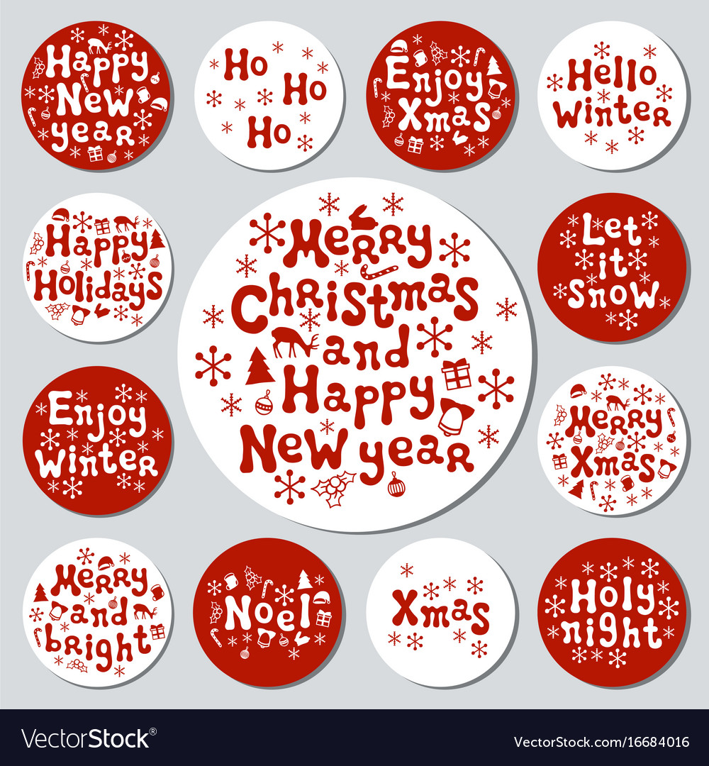 Year gift round stickers labels