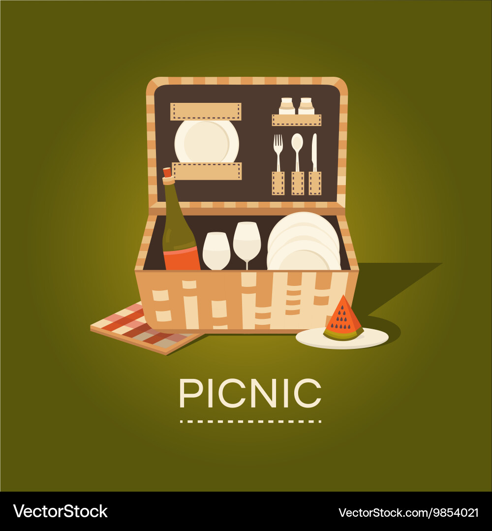 A picnic basket Royalty Free Vector Image - VectorStock