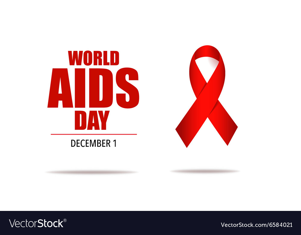 Aids awareness red heart ribbon on white Vector Image