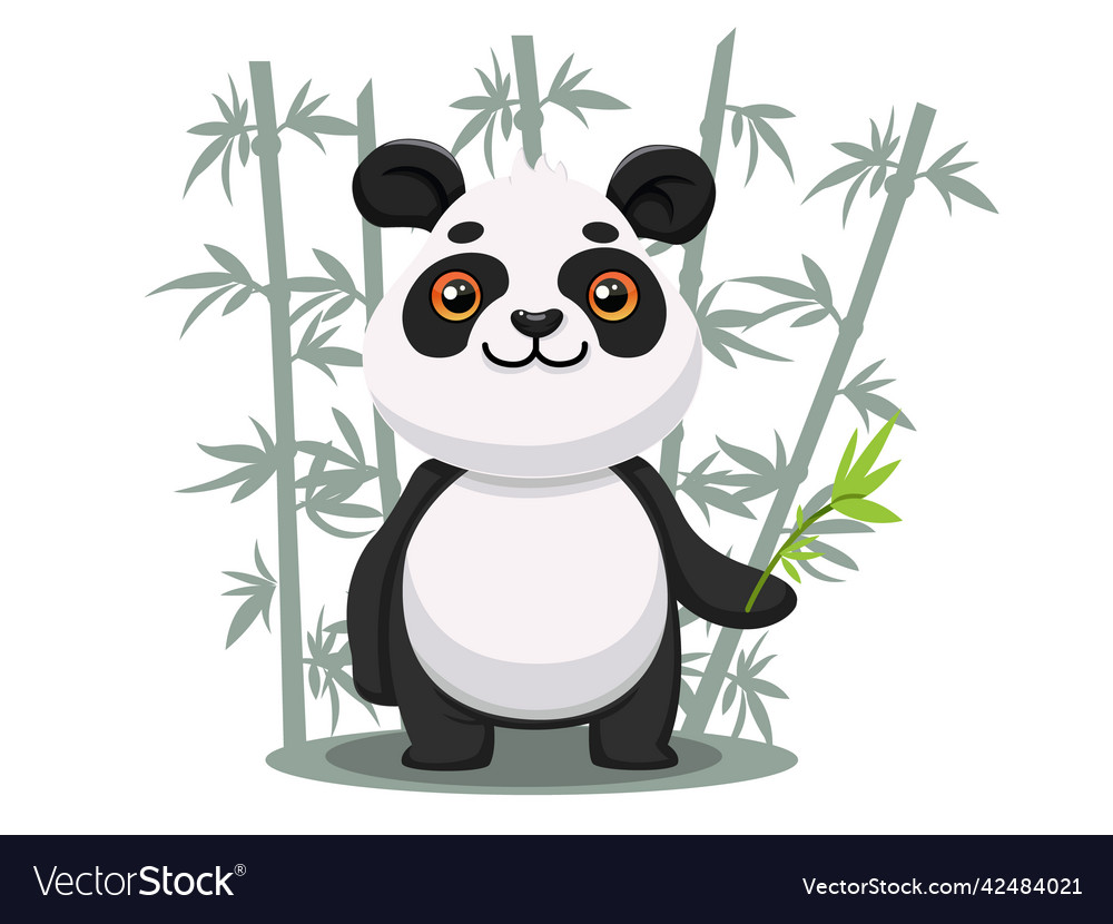 Cute Cartoon Panda Zeichen auf dem Bambus