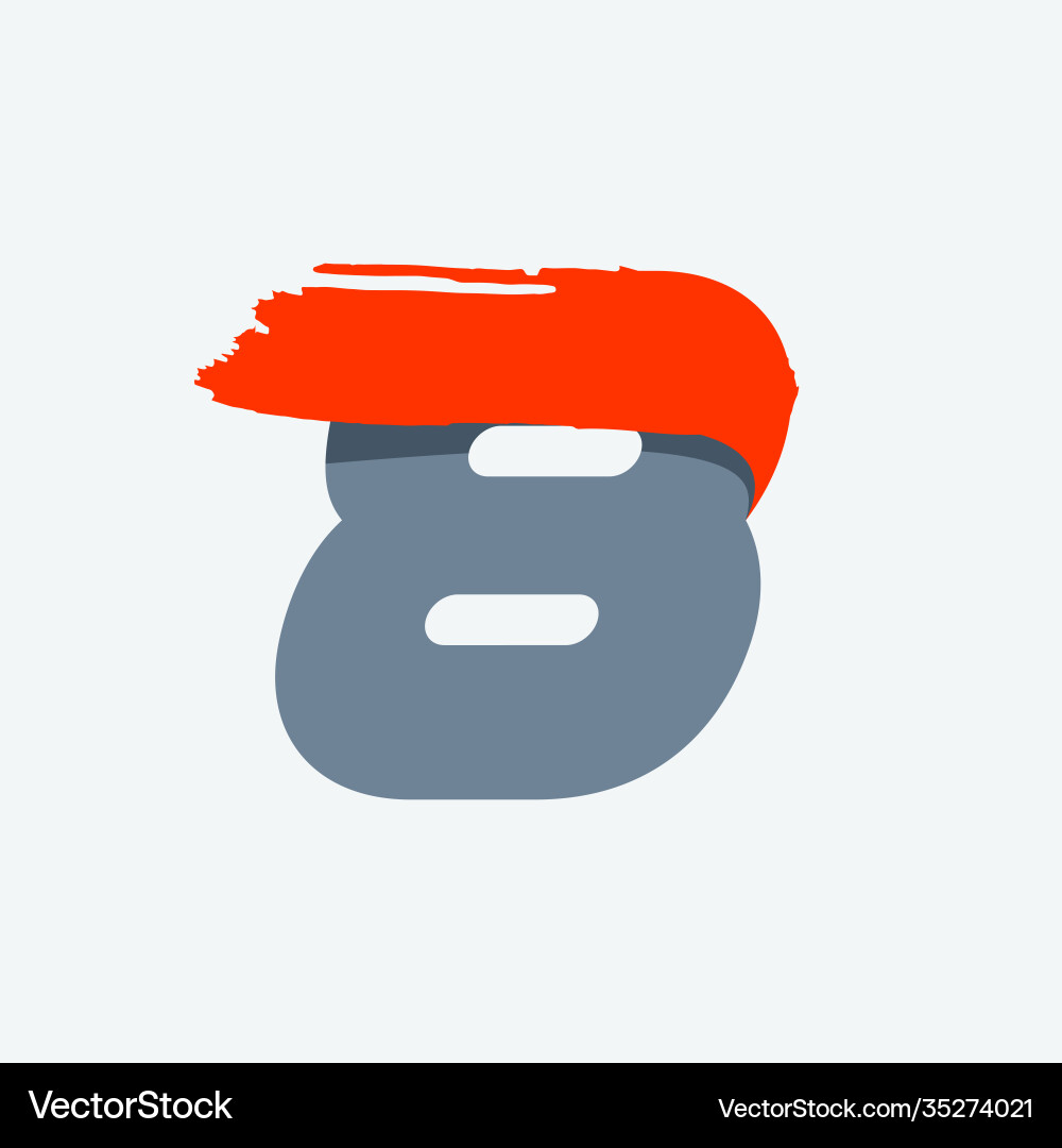 Fast speed number eight logo with red dry brush Vector Image