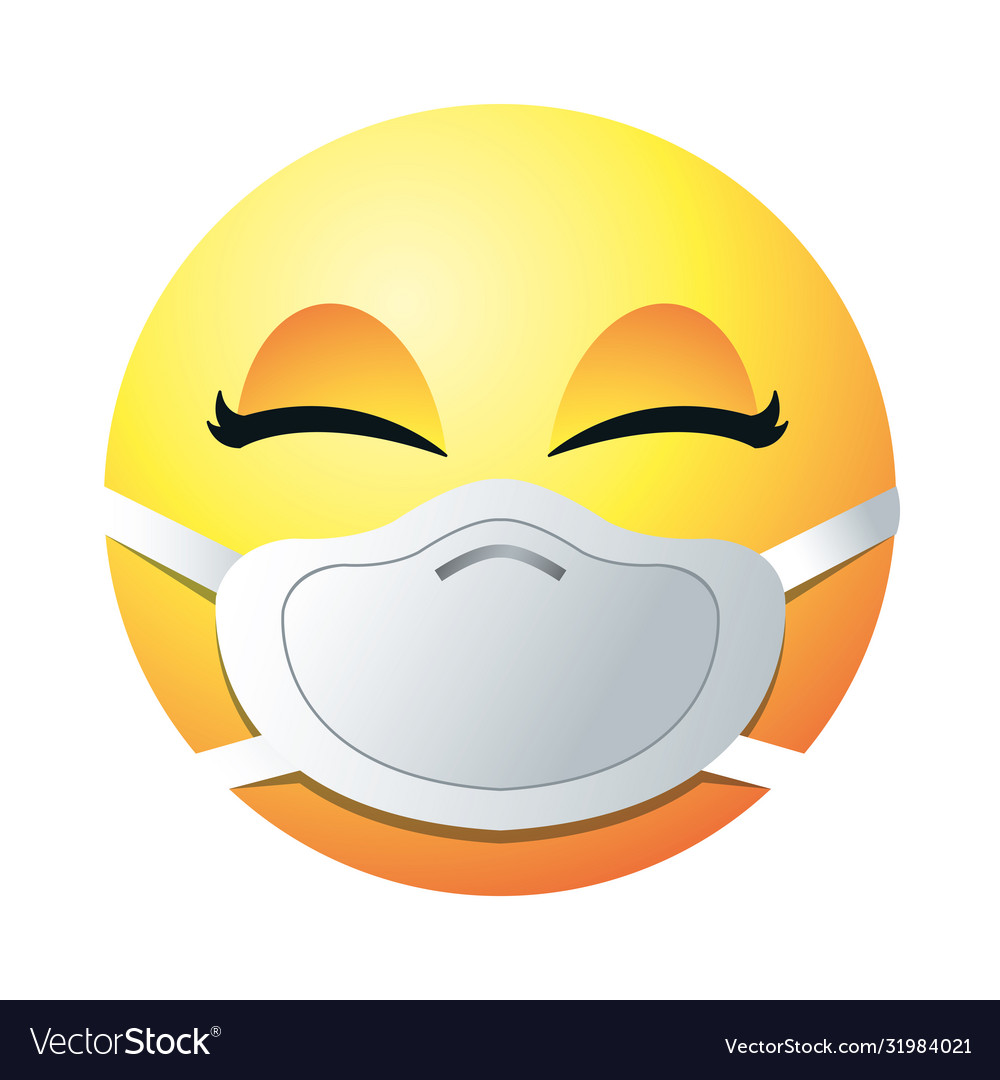 Female emoji with mask gradient style icon Vector Image