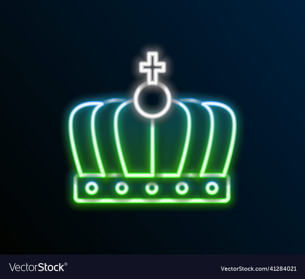 Glowing neon line king crown icon isolated