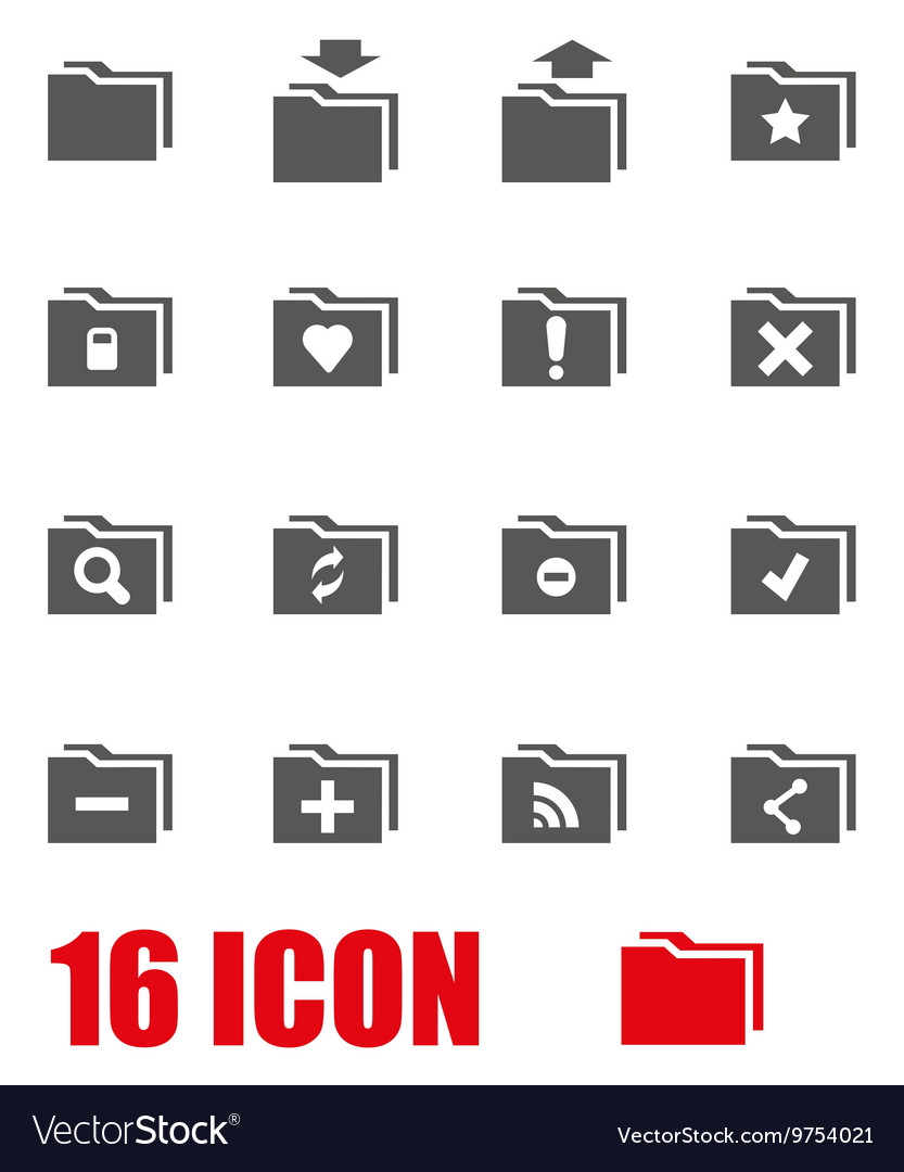 Grey folder icon set Royalty Free Vector Image