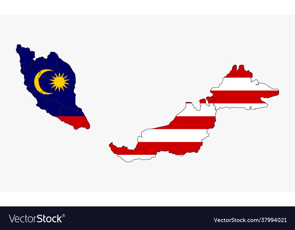 Malaysia map flag design on white background Vector Image