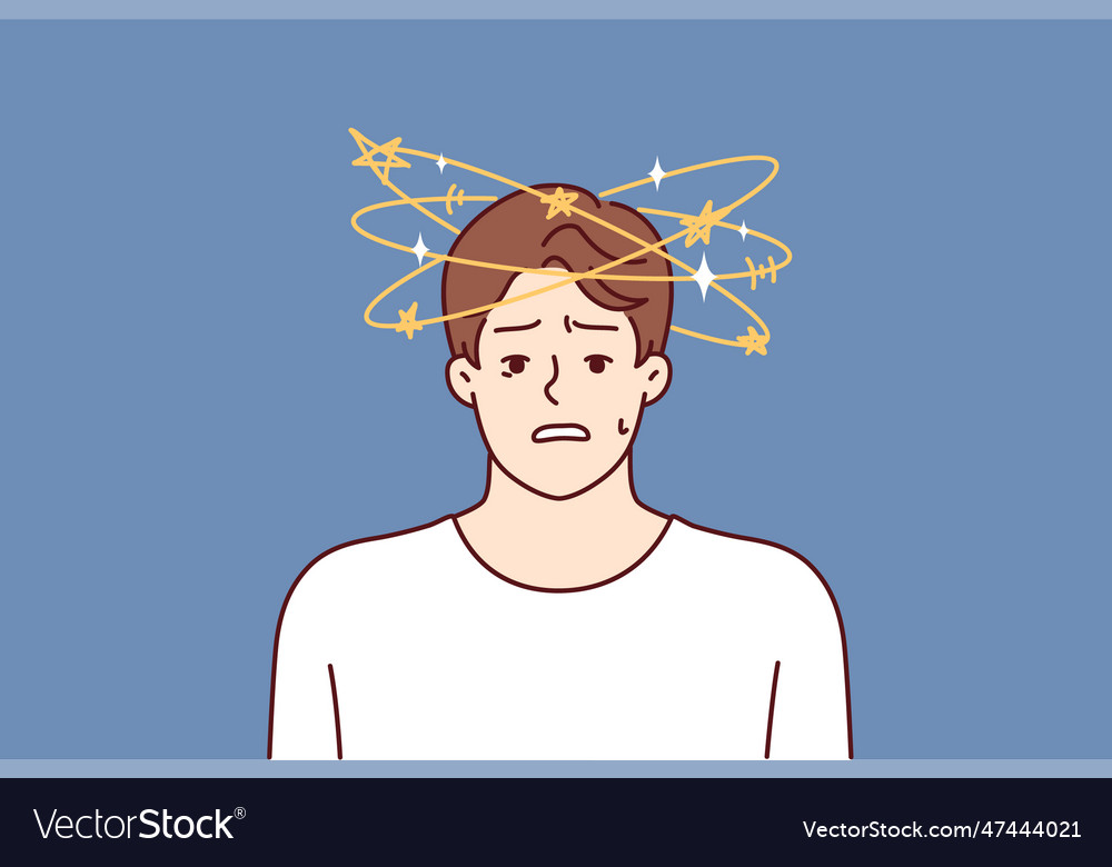 man-with-dizziness-and-stars-flying-around-head-vector-image