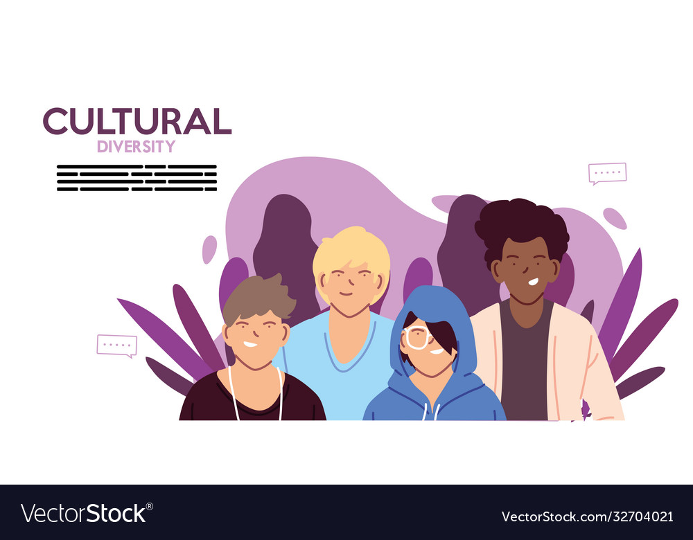 Men cartoons cultural diversity with leaves Vector Image