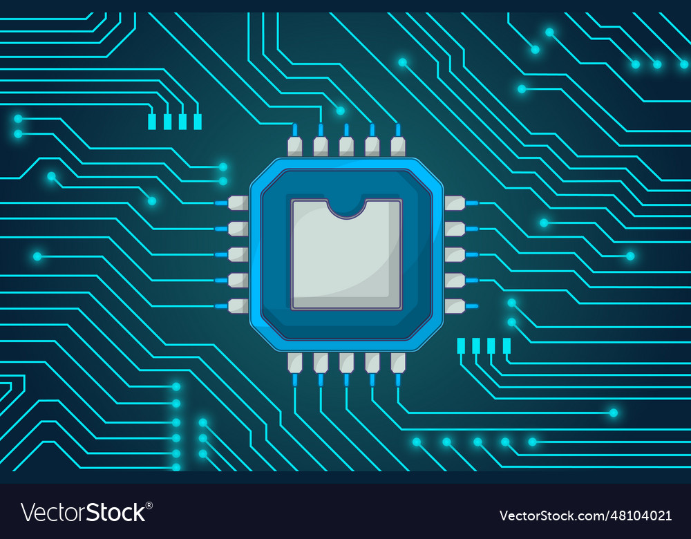 Modern cartoon style printed circuit board Vector Image