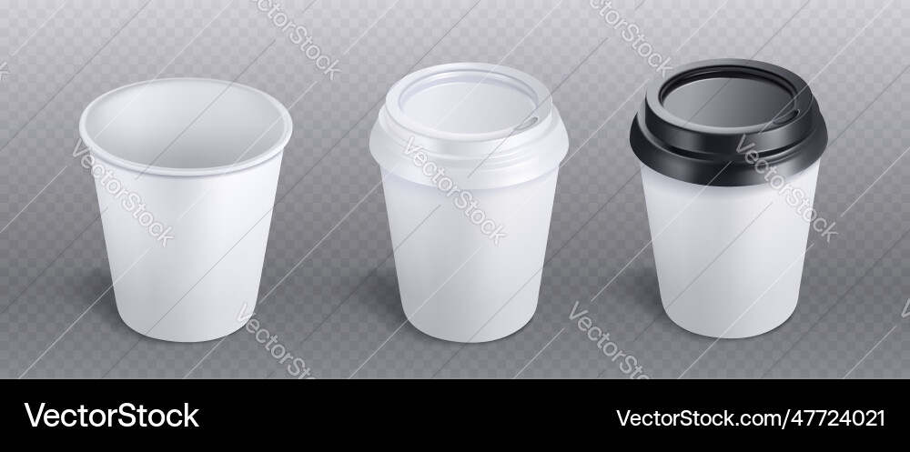 Realistic set of 3d paper cups Royalty Free Vector Image