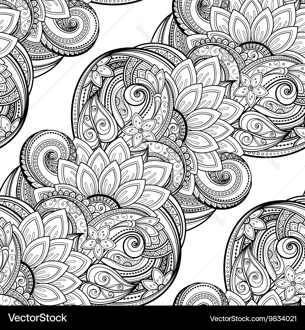 Seamless monochrome floral pattern Royalty Free Vector Image