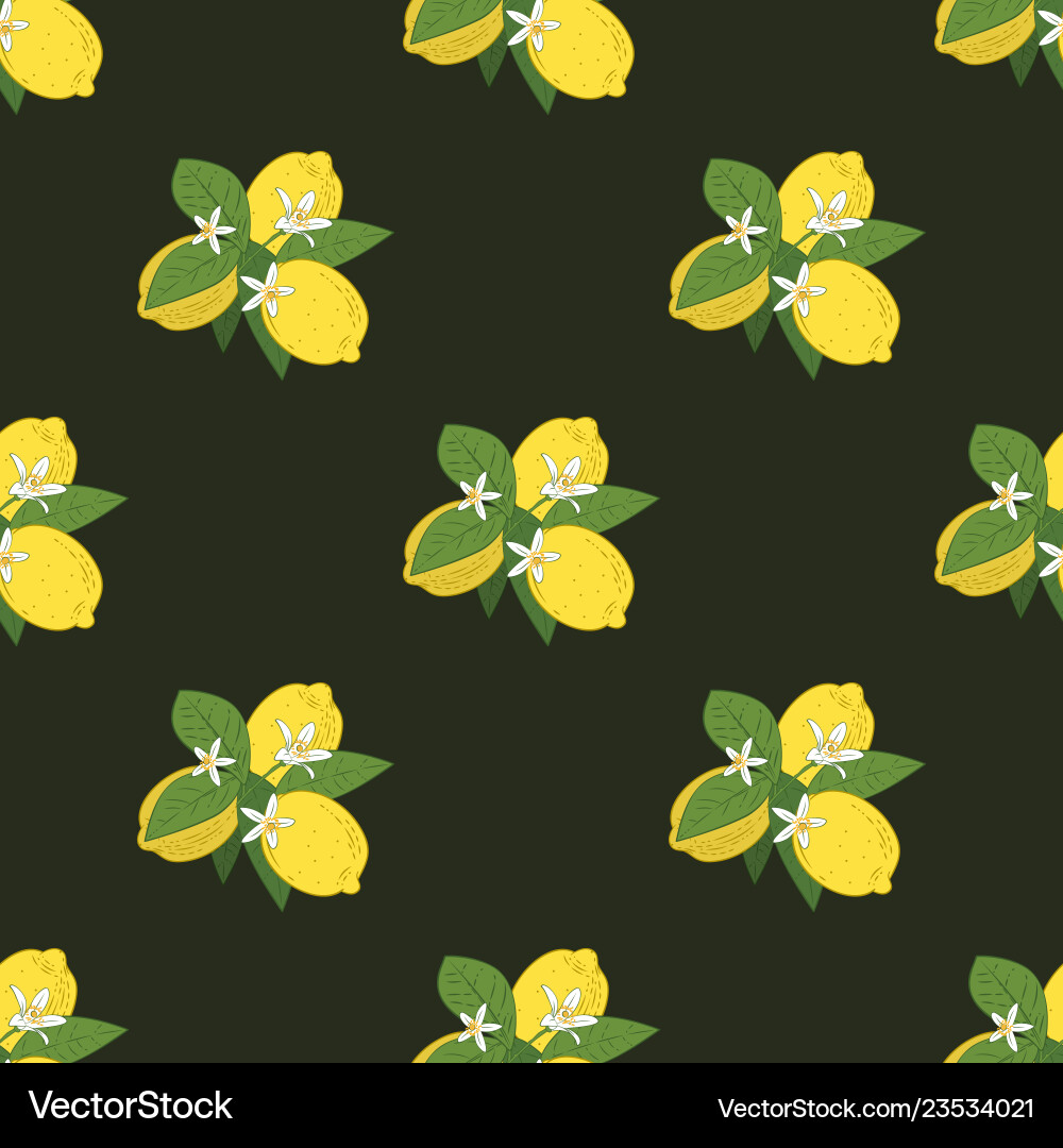 Seamless pattern branches with lemons green Vector Image