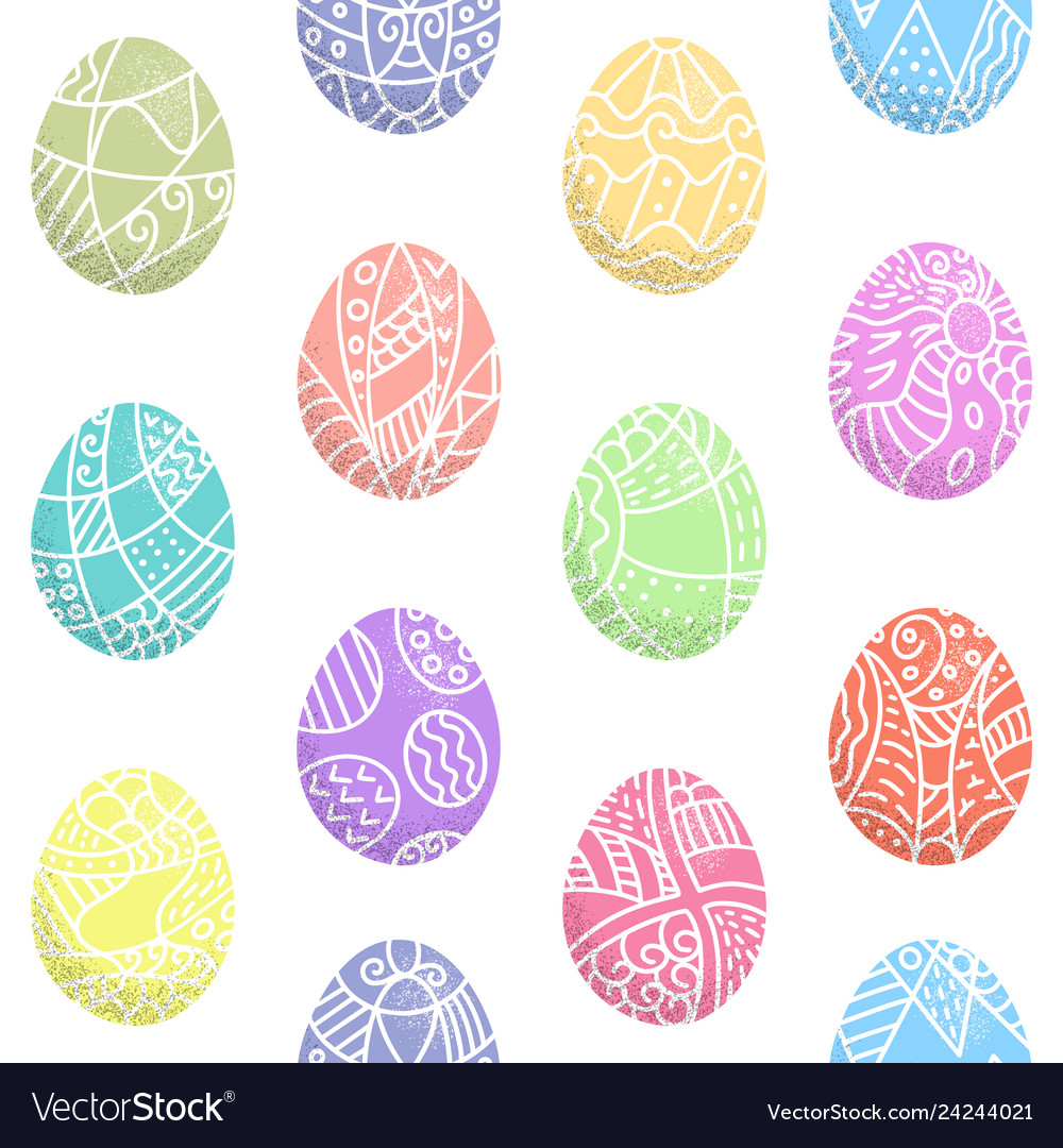 Seamless pattern of easter eggs with hand drawn vector image Seamless pattern of easter eggs with hand drawn