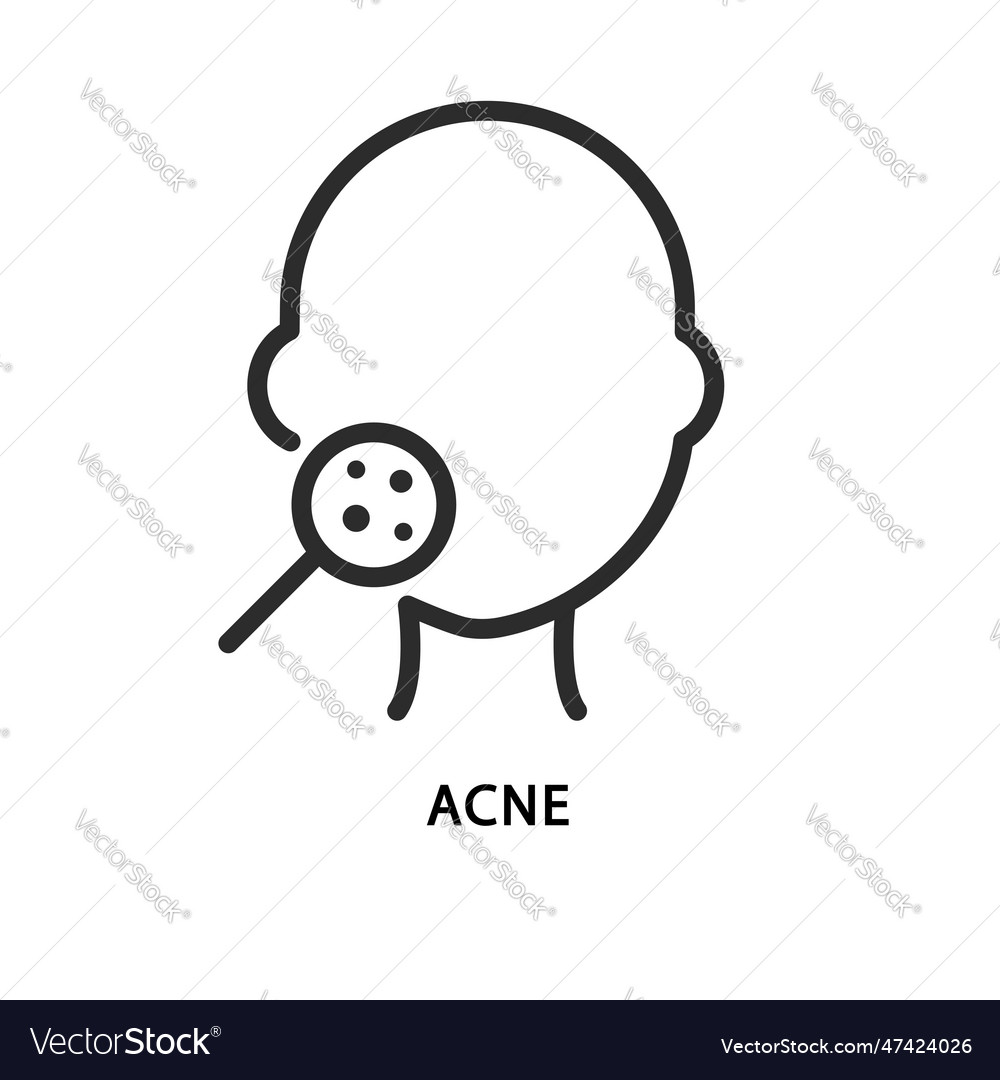 Acne on the face flat line icon