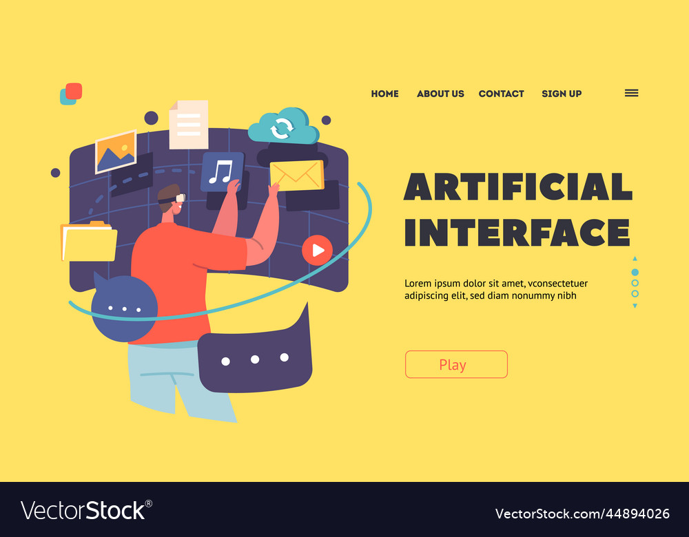 Artificial interface landing page template