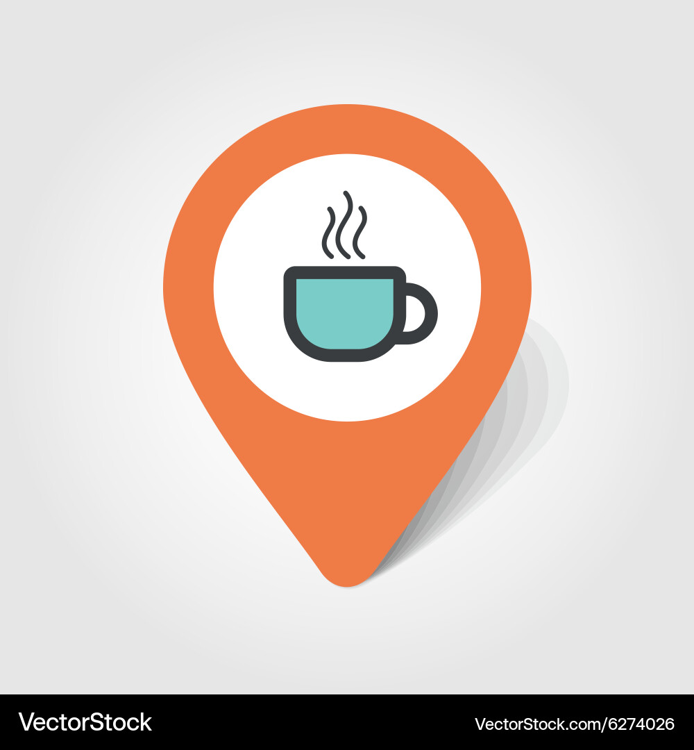 Cap of tea or coffee map pin icon Royalty Free Vector Image