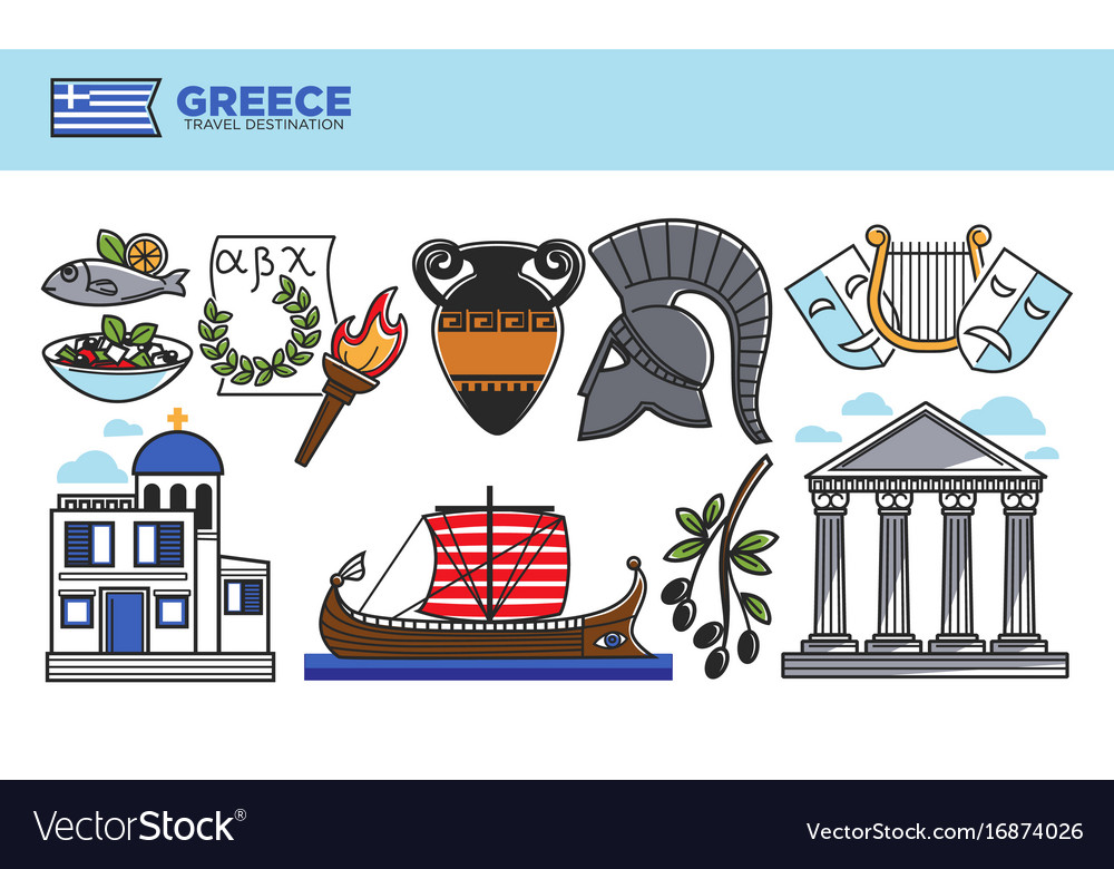 Greece travel destination promotional poster Vector Image