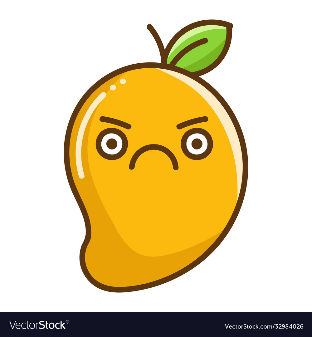 Kawaii angry tropical mango fruit cartoon Vector Image Kawaii angry tropical mango fruit cartoon Vector Image