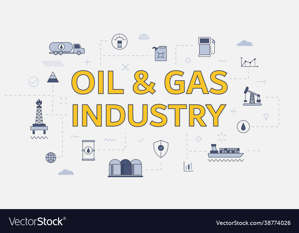 Oil And Gas Industry Concept With Icon Set Vector Image