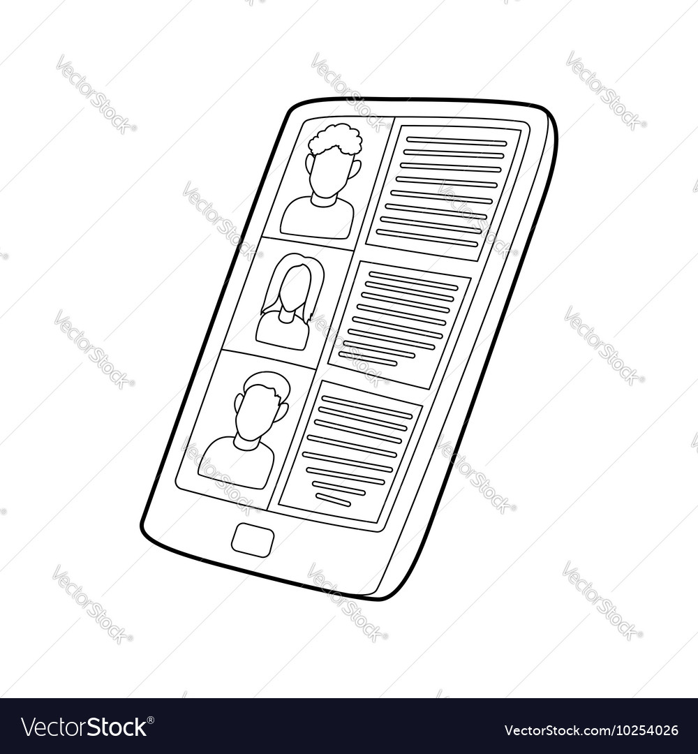 Resumes On Tablet Screen Icon Outline Style Vector Image
