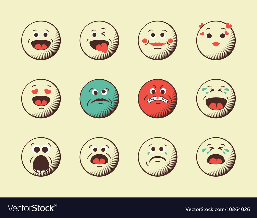 Set of retro emoji emoticons