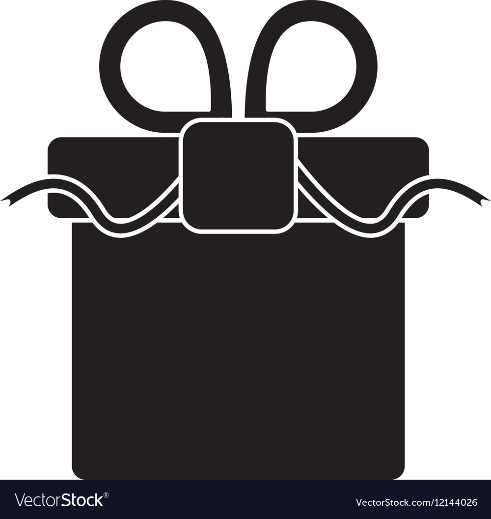 Silhouette Gift Box With Heart And Bow Royalty Free Vector