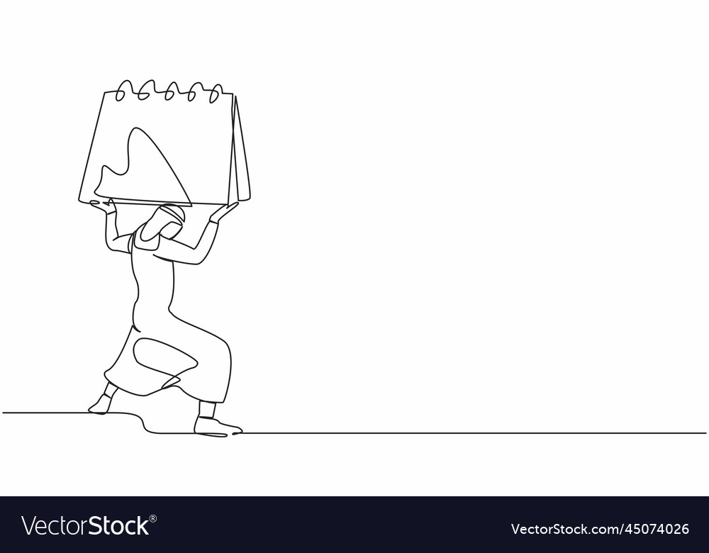 Single one line drawing arab businessman carrying