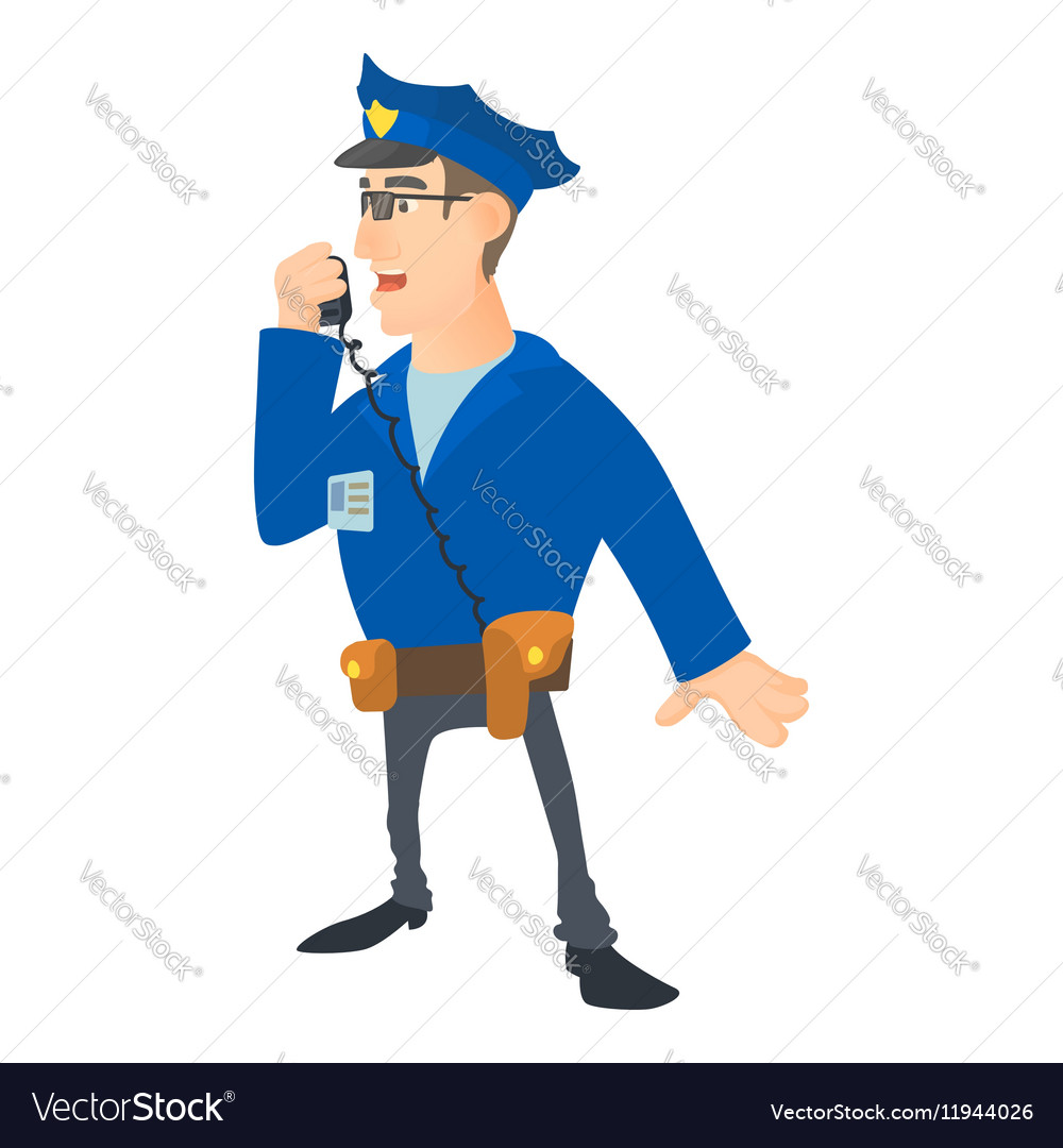 Speaking policeman icon cartoon style Royalty Free Vector Speaking policeman icon cartoon style Royalty Free Vector
