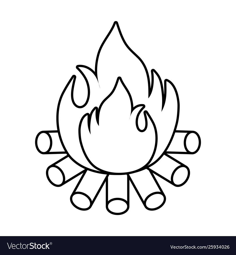 Wood campfire flame isolated icon