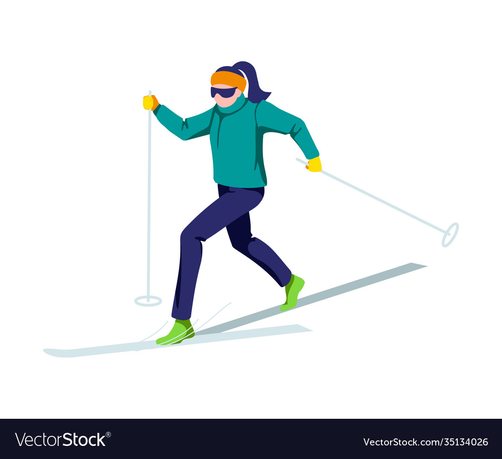 Young woman skiing at ski resort