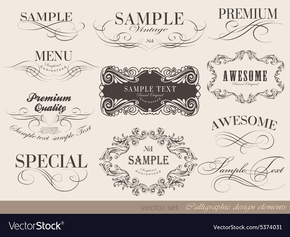 Calligraphic design elements Royalty Free Vector Image