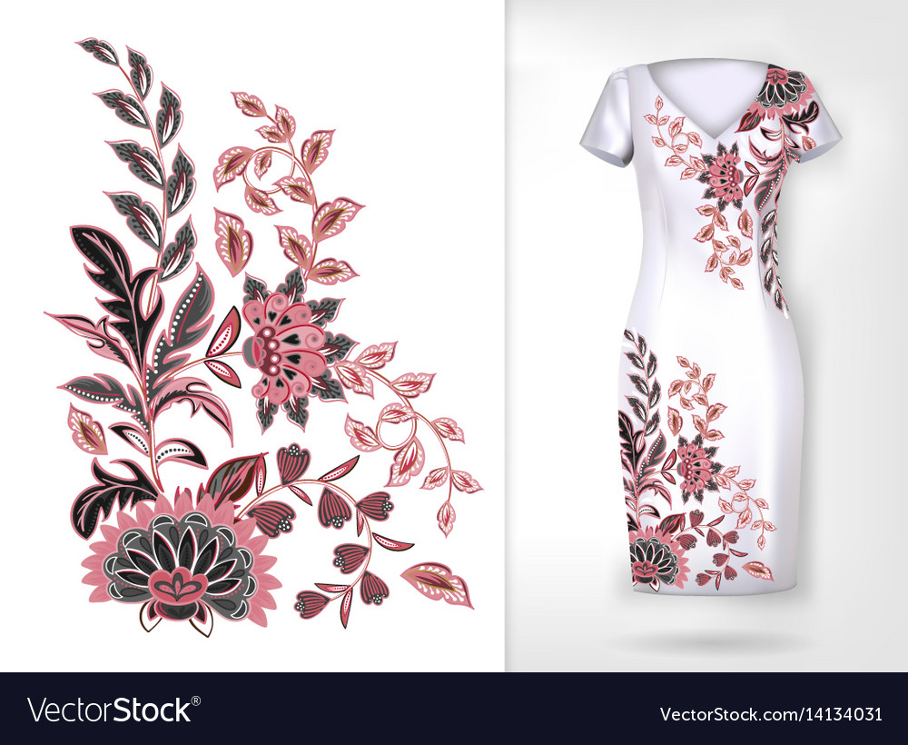 Embroidery colorful trend floral pattern Vector Image