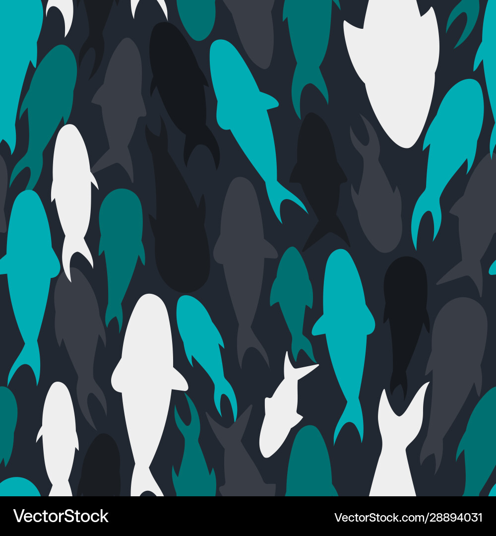 Fish silhouettes seamless pattern Royalty Free Vector Image