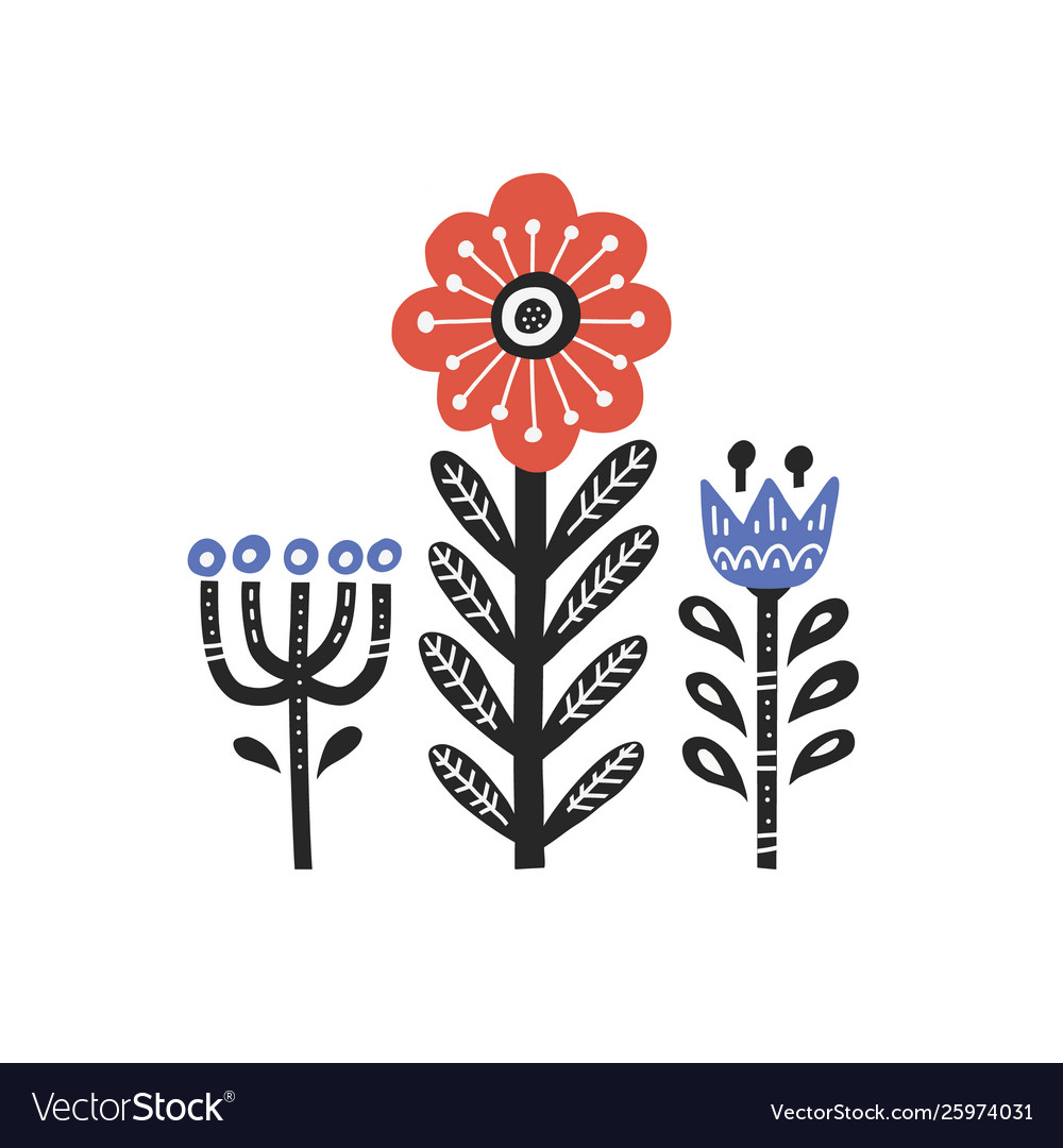 Flowers in scandinavian collection Royalty Free Vector Image