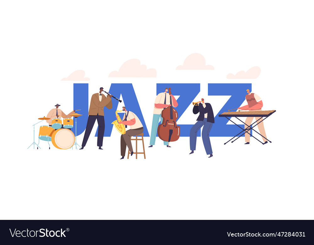 Jazz band on stage performing music concert Vector Image