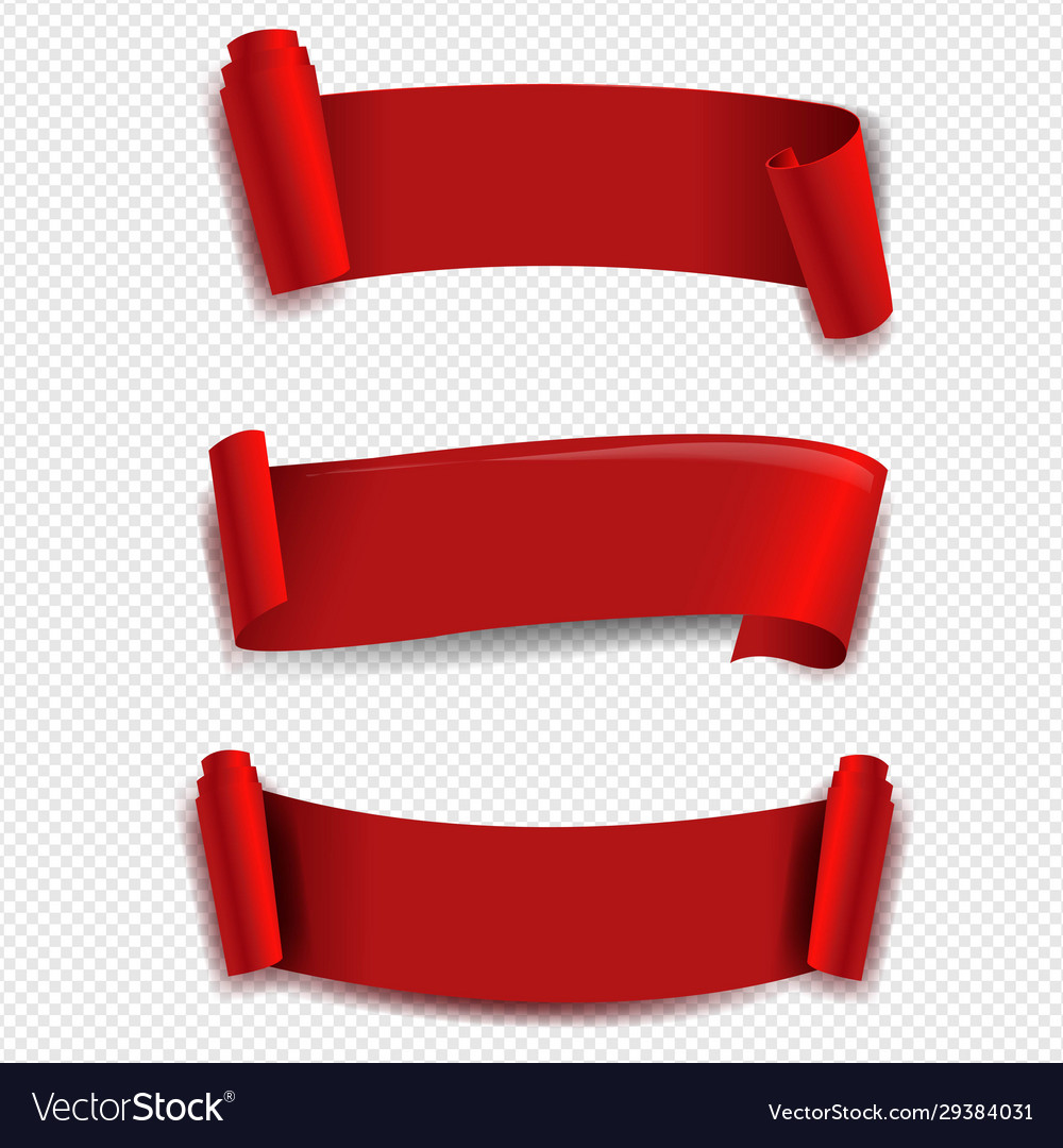 Red ribbon set transparent background Royalty Free Vector