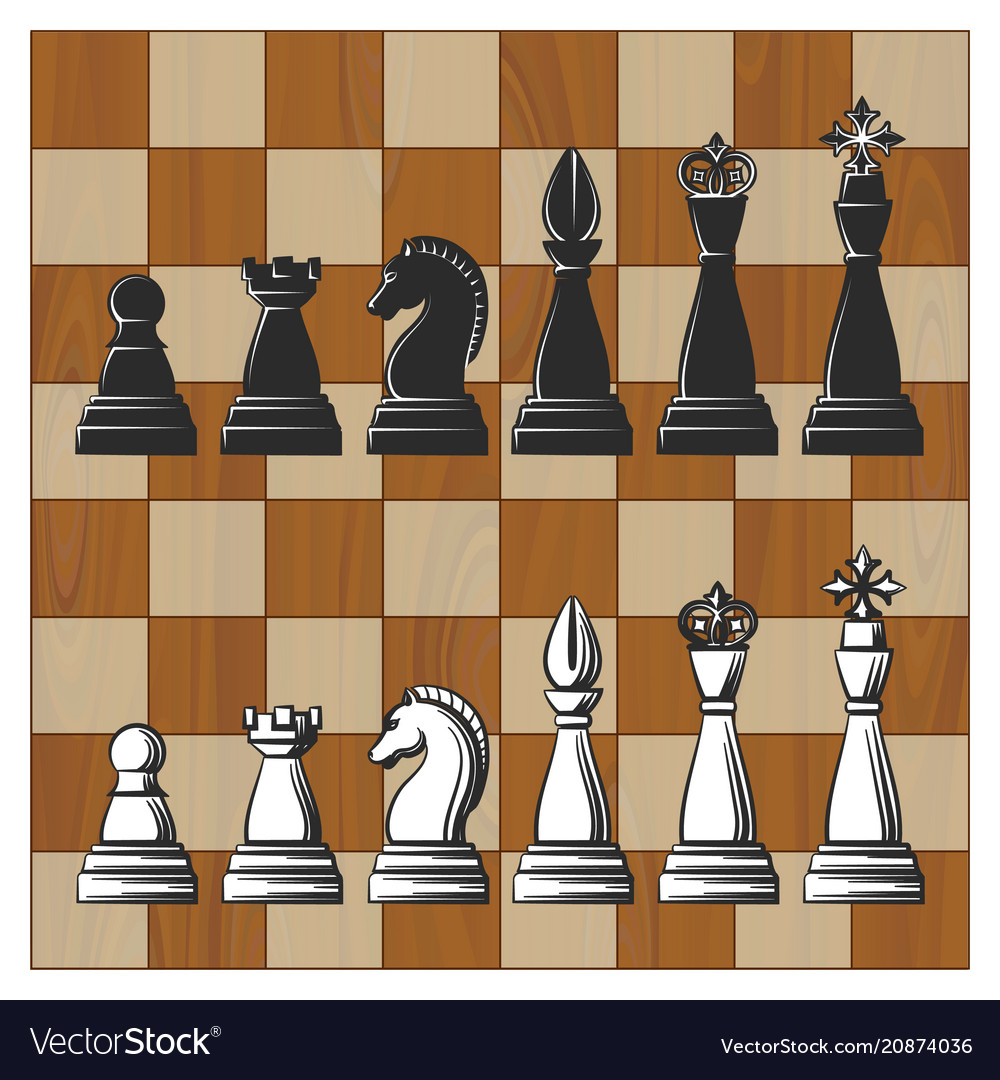 Chess board with pieces Royalty Free Vector Image