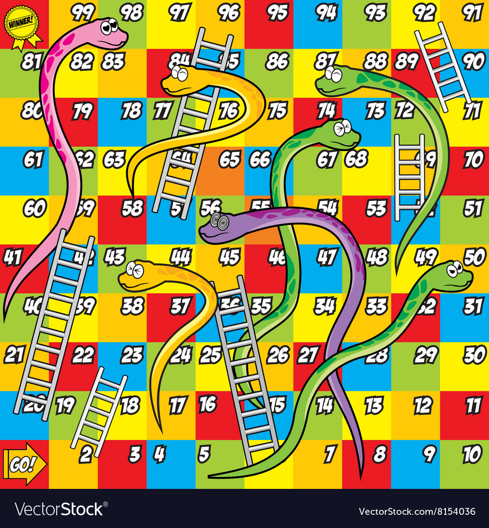 Colorful snake and ladder game Royalty Free Vector Image