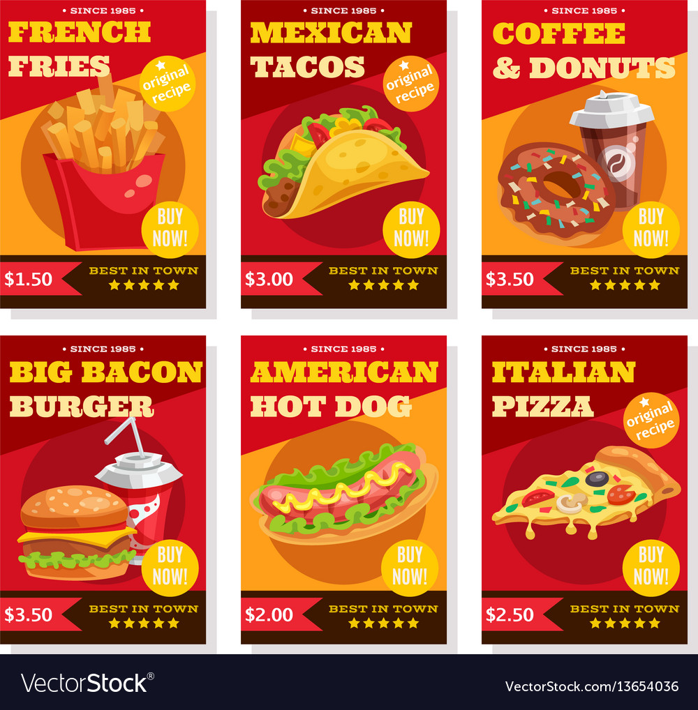 Fast food posters set Royalty Free Vector Image