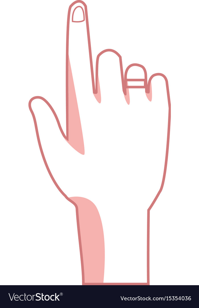 Hand pointing with index finger on a background