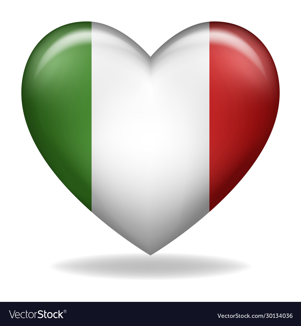 Heart Shape Italy Insignia Isolated On White Vector Image