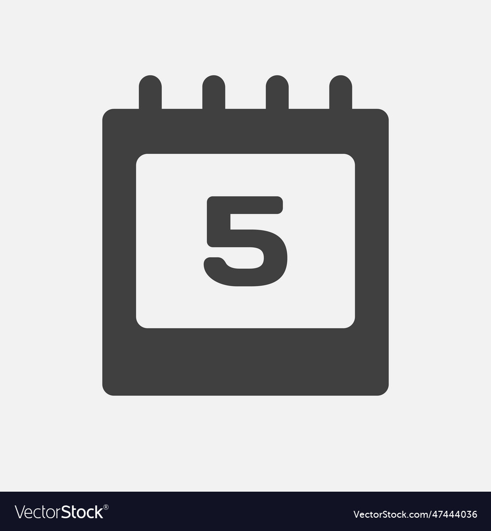 Icon page calendar day - number 5 Royalty Free Vector Image