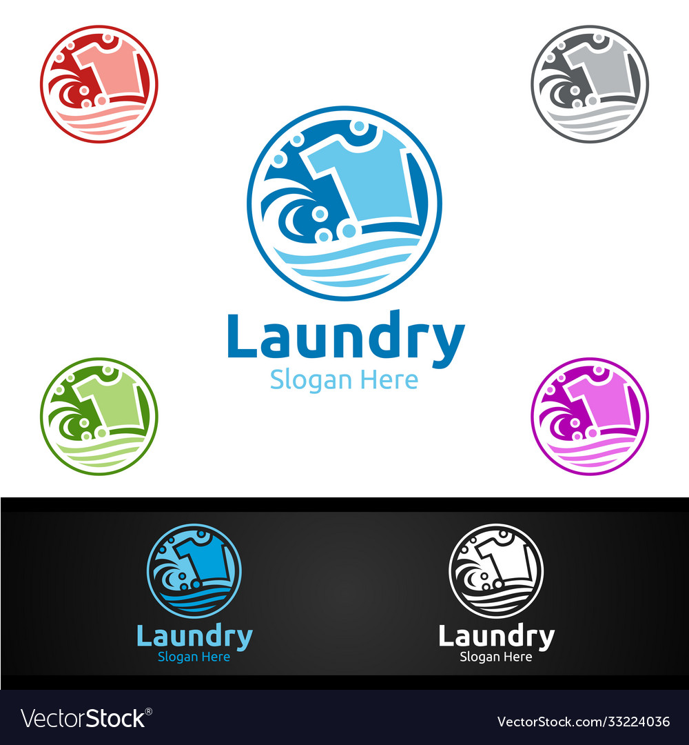 Laundry dry cleaners logo with clothes water Vector Image