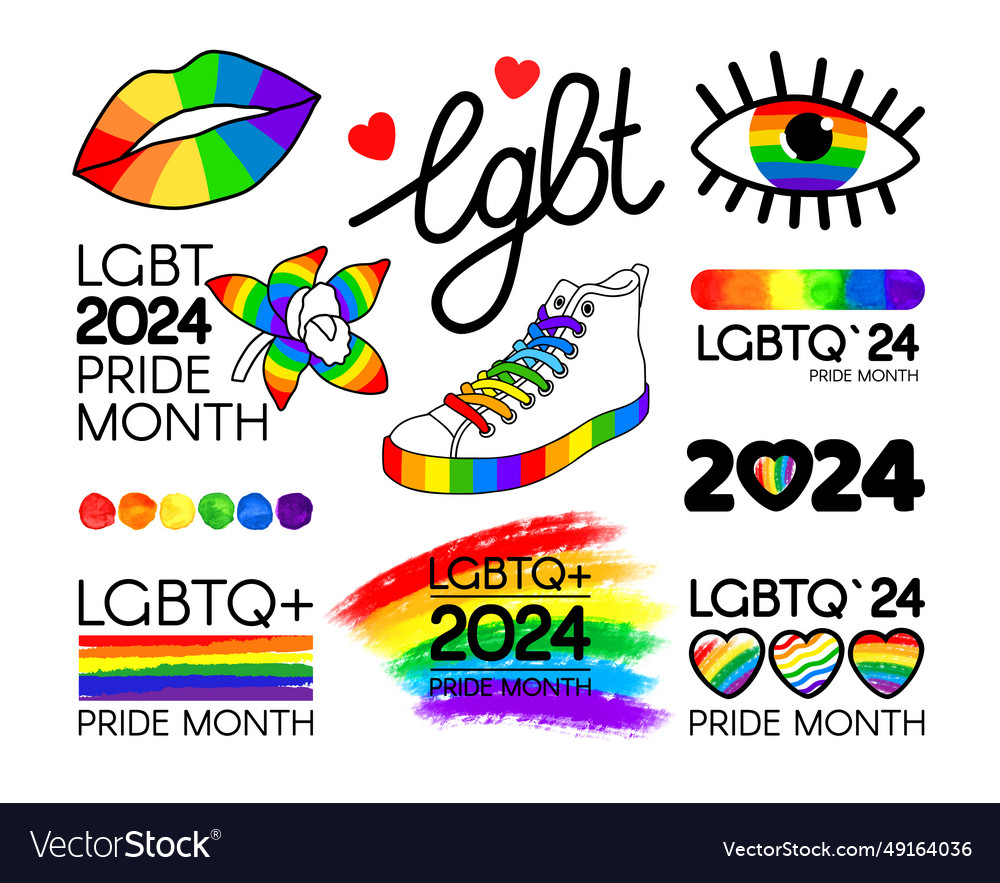 Lgbt pride month 2025 pack brushstroke Royalty Free Vector