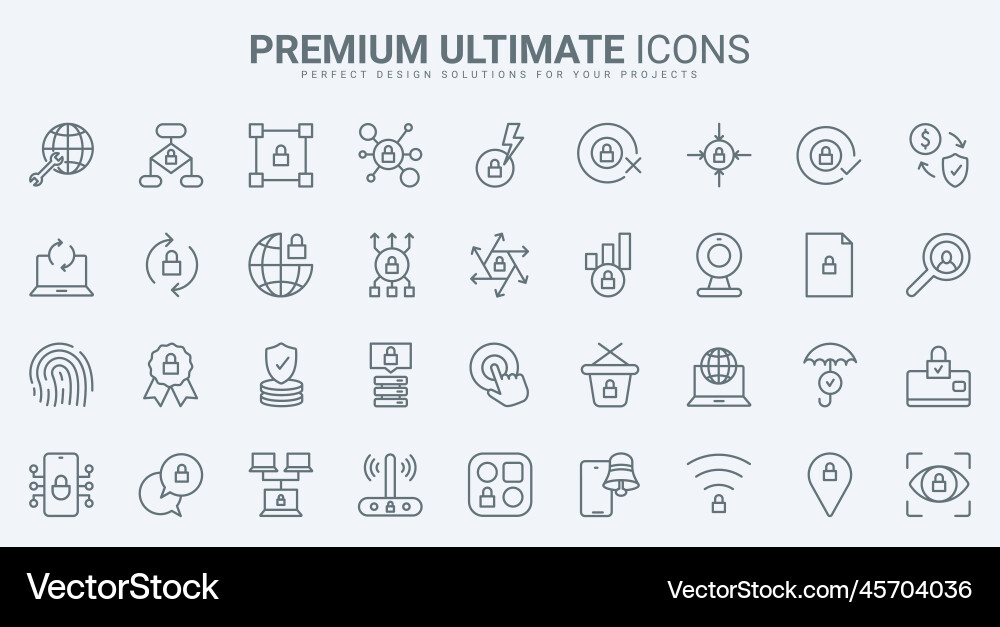 Online security thin line icon set secure Vector Image