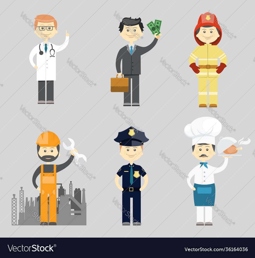 Professional men character icon set Royalty Free Vector