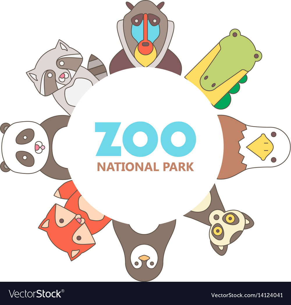 Animal set of portrait in flat graphics