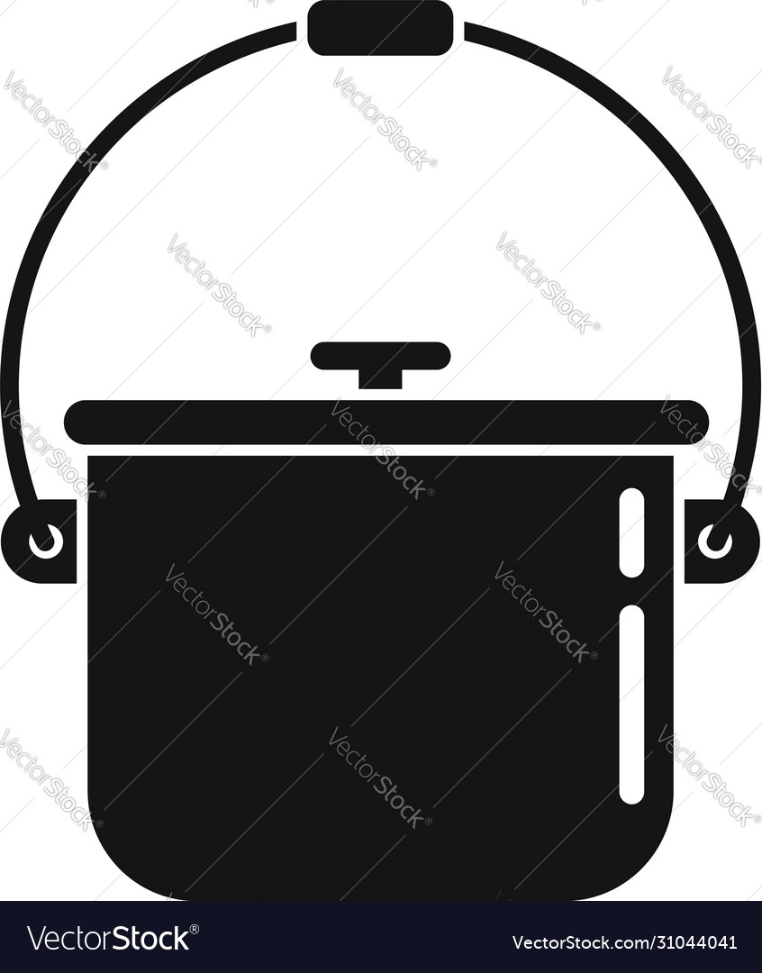 Camping food fire pot icon simple style Royalty Free Vector