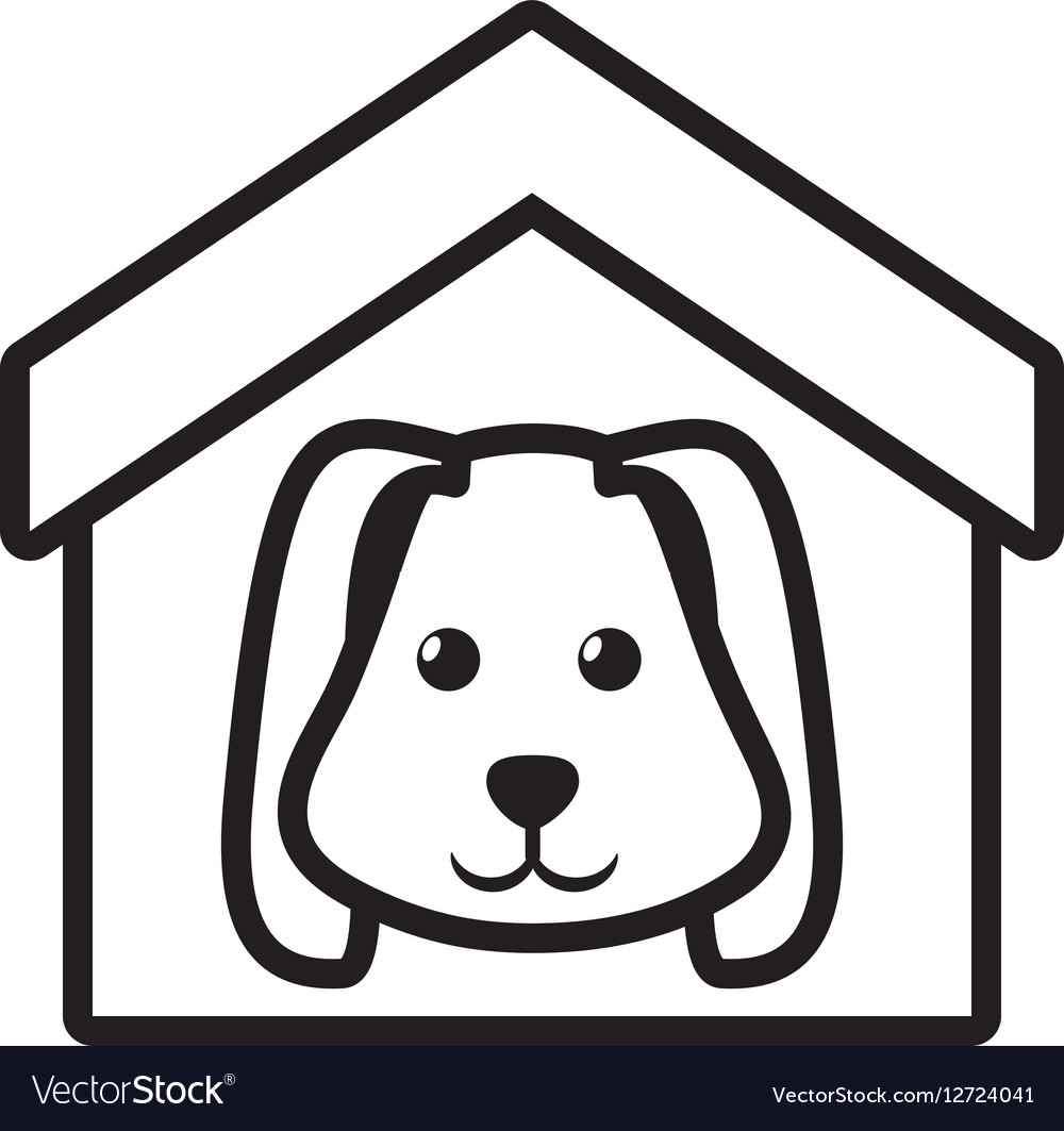 Dog animal pet ear long house outline